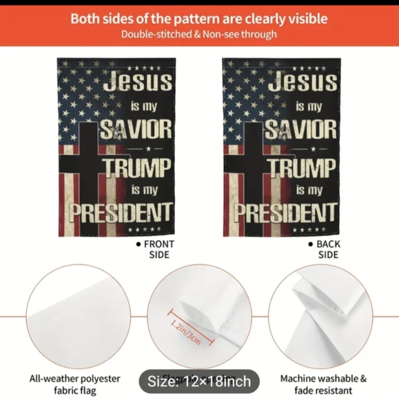 NWT Jesus/Trump Garden Flag Fade Resistance Double Sided - Picture 4 of 5